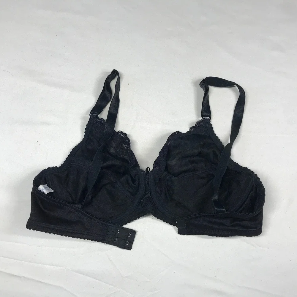 Wacoal Black Floral Lace Underwire Bra Unlined WB 7322 Size E 75 / 34DD